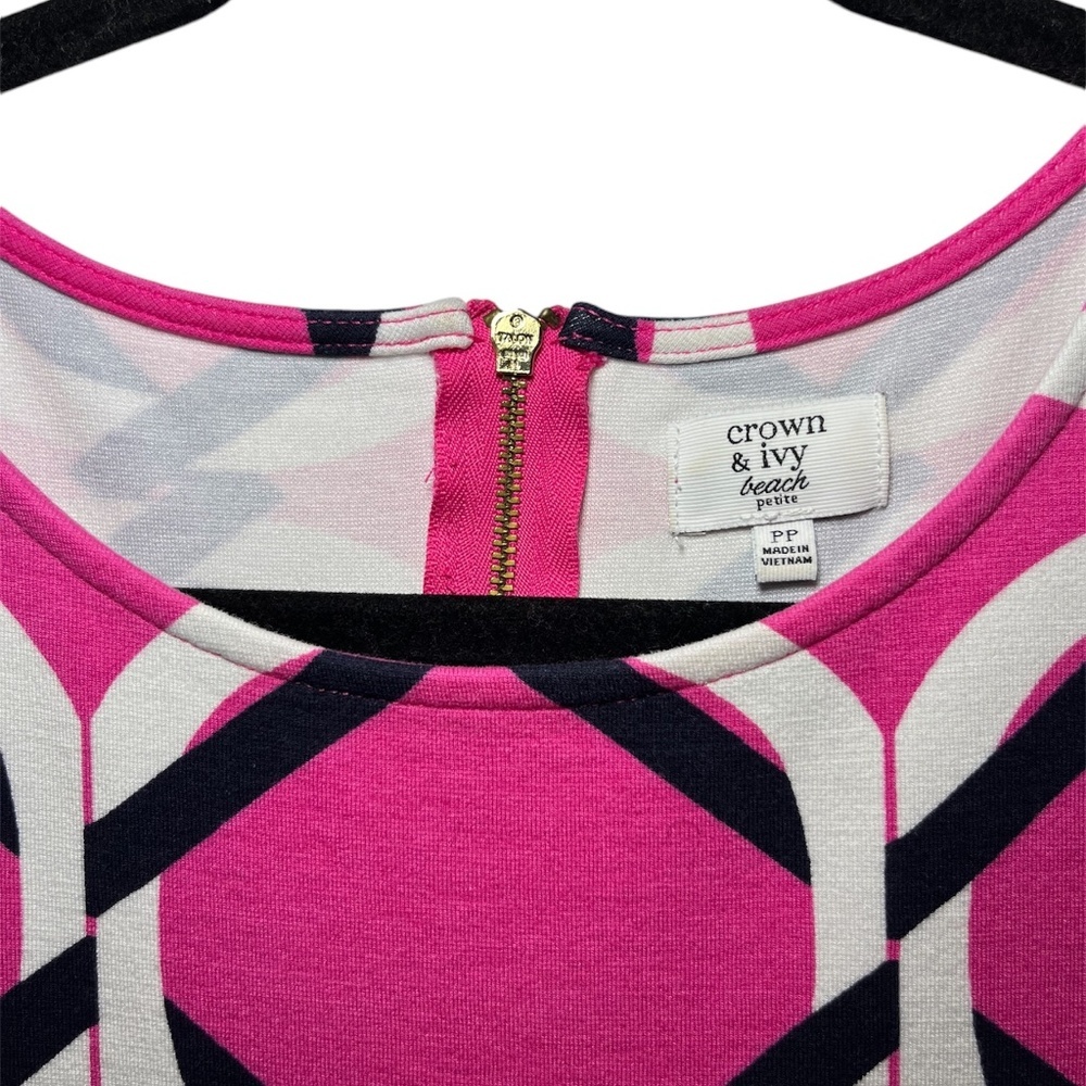 Crown & Ivy Pink Black & White Beach Knit Sleeveless Dress Size: PP - Picture 3 of 9